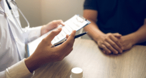 Doctor conducting immigration physical exam for patient at a USCIS-authorized clinic in Houston