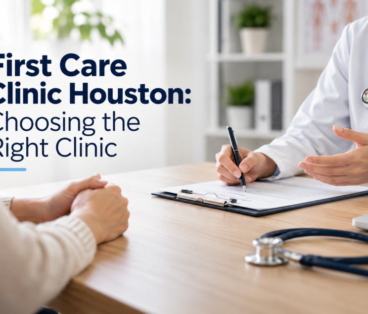 Healthcare professional helping a patient at a medical clinic in Houston