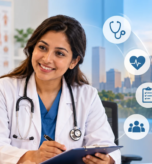 Primary care physician discussing preventive healthcare with a patient at a Houston medical clinic